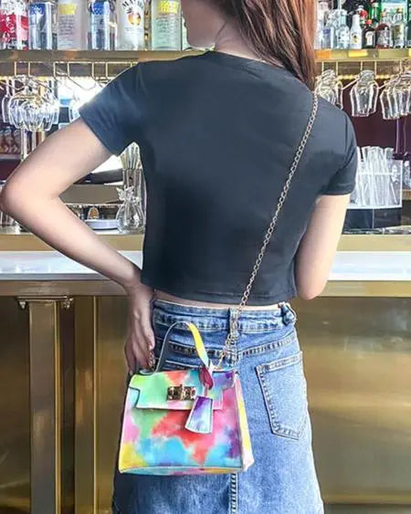 Tie Dye Printed Bag with Chain Strap