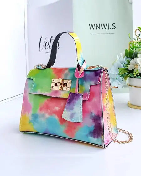 Tie Dye Printed Bag with Chain Strap