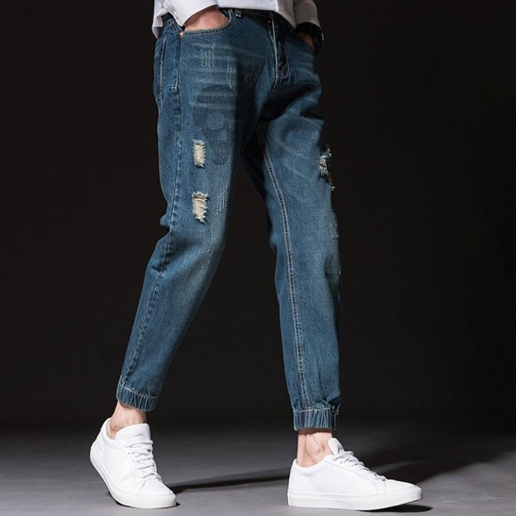 Low-Waist Patched Jeans