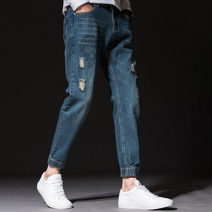 Jeans met lage taille en patches