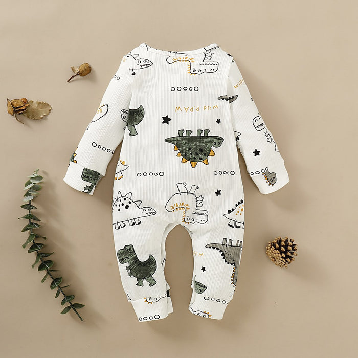 Baby Dinosaur Print Long Sleeves Jumpsuit
