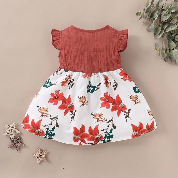 Baby/Toddlerl Sleeveless Splicing Floral Printed Dress