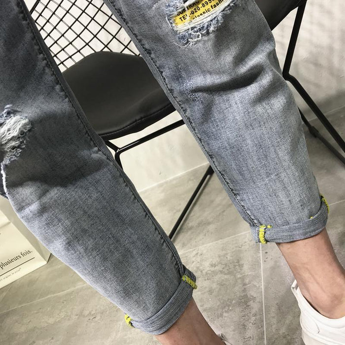 Grijze jeans met lage taille