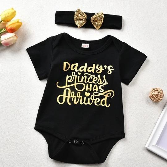 Gold Stamp Letter Printed Baby Jumpsuit
