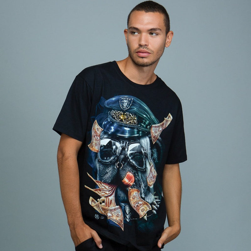 Doorboord politiehond grafisch T-shirt