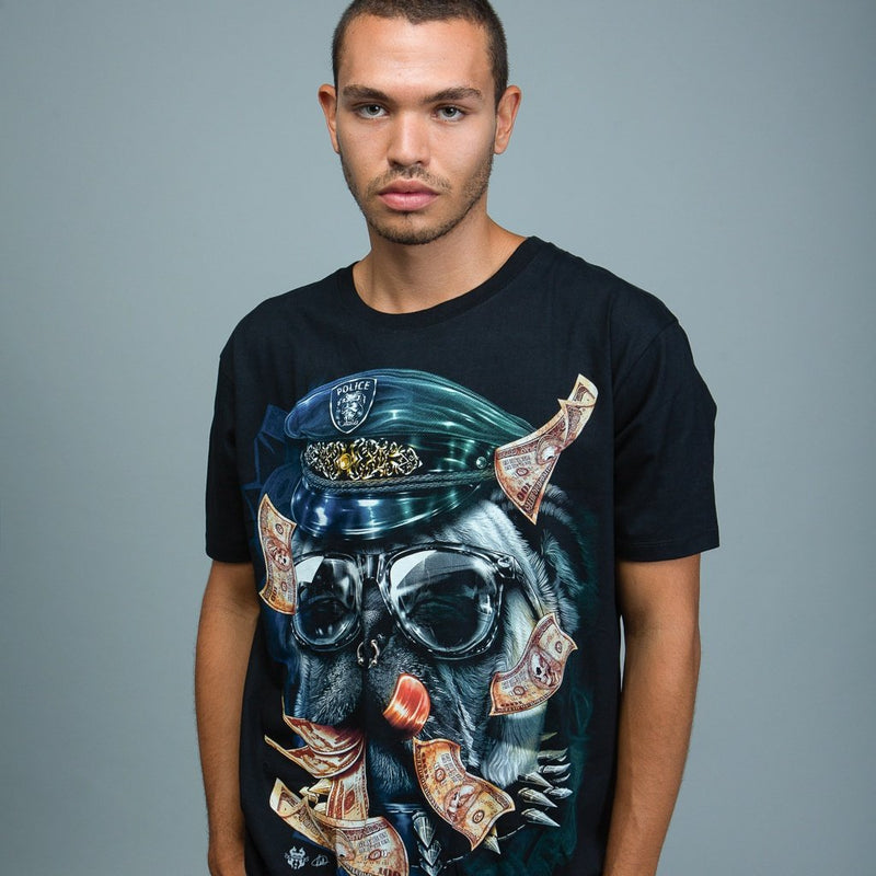 Doorboord politiehond grafisch T-shirt