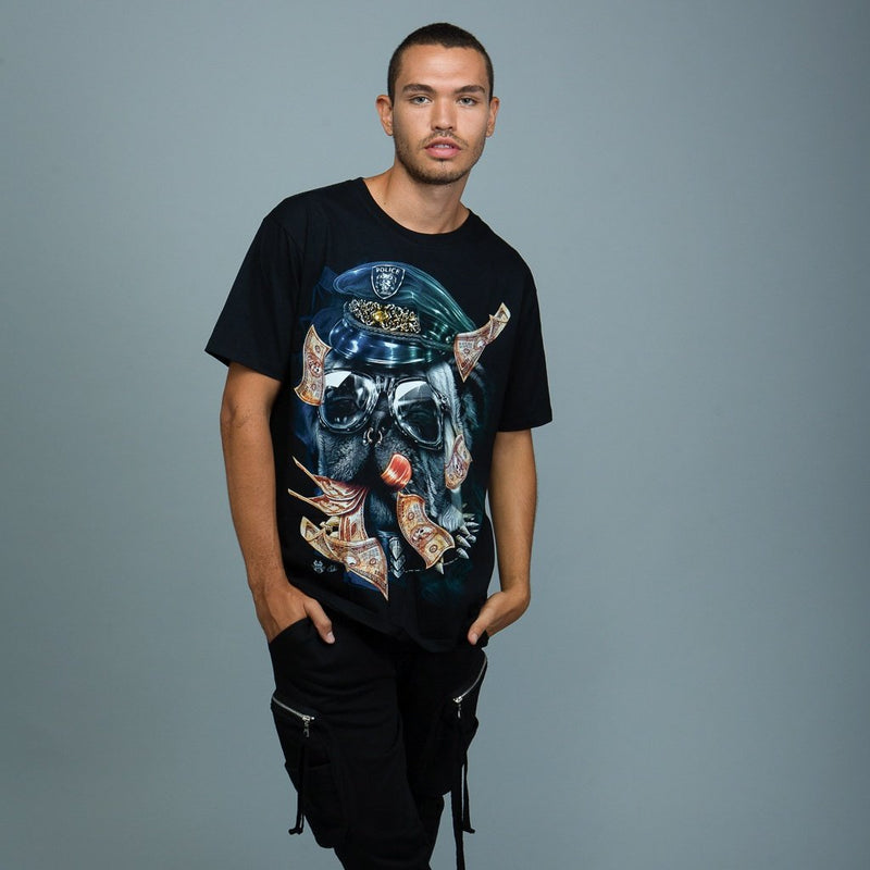 Doorboord politiehond grafisch T-shirt