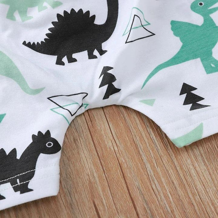 Â°Be a dinosaur" Letter Printed Top with Short Pants Set