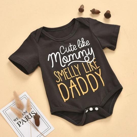 "Cute like mommy" Letter Printed Baby Romper