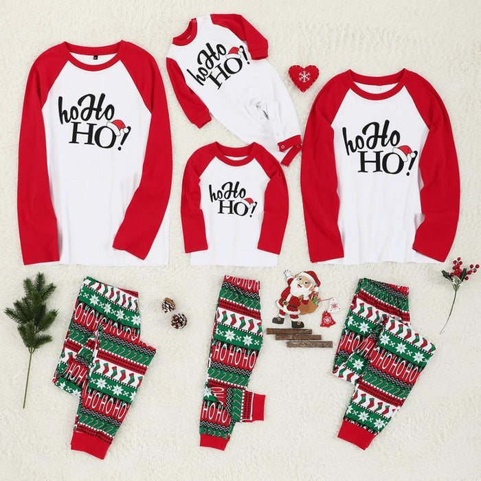 Family Matching Merry Christmas Top and Socks Patterned Pants Pajamas Set