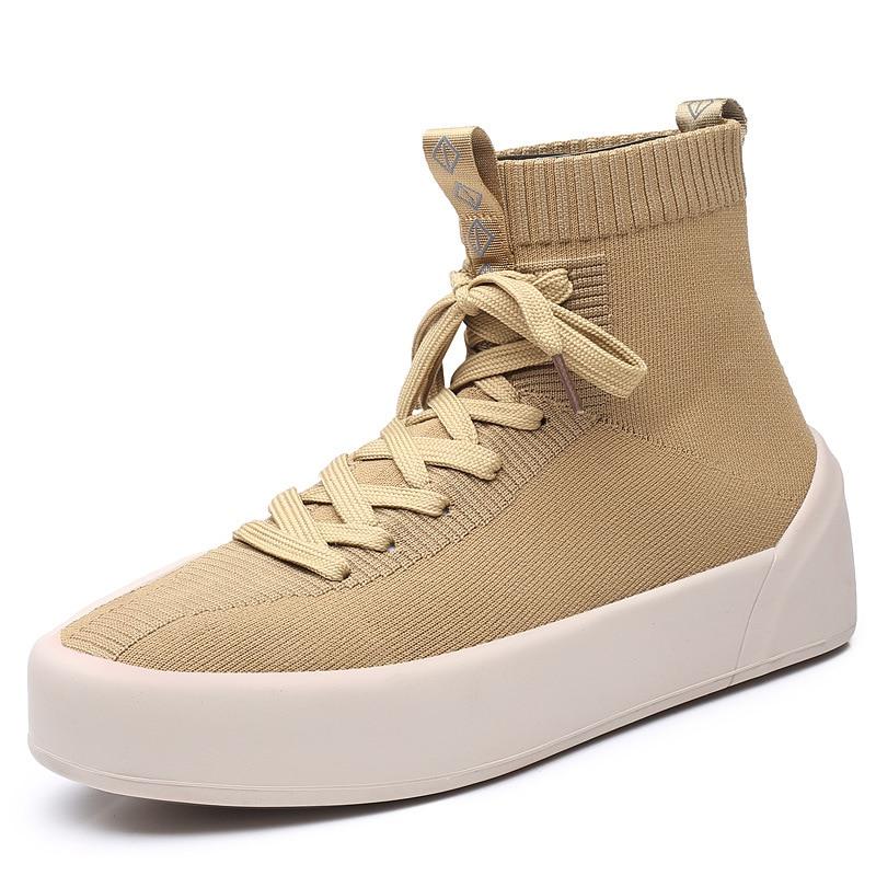 Zapatos tipo calcetín con cordones y plataforma alta