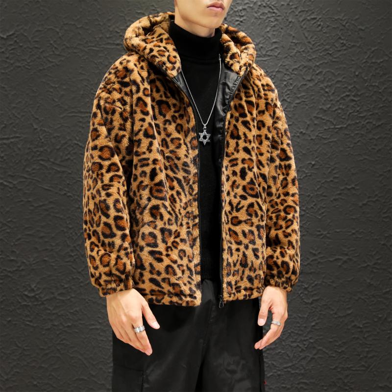 Hooded Leopard Plush Jacket