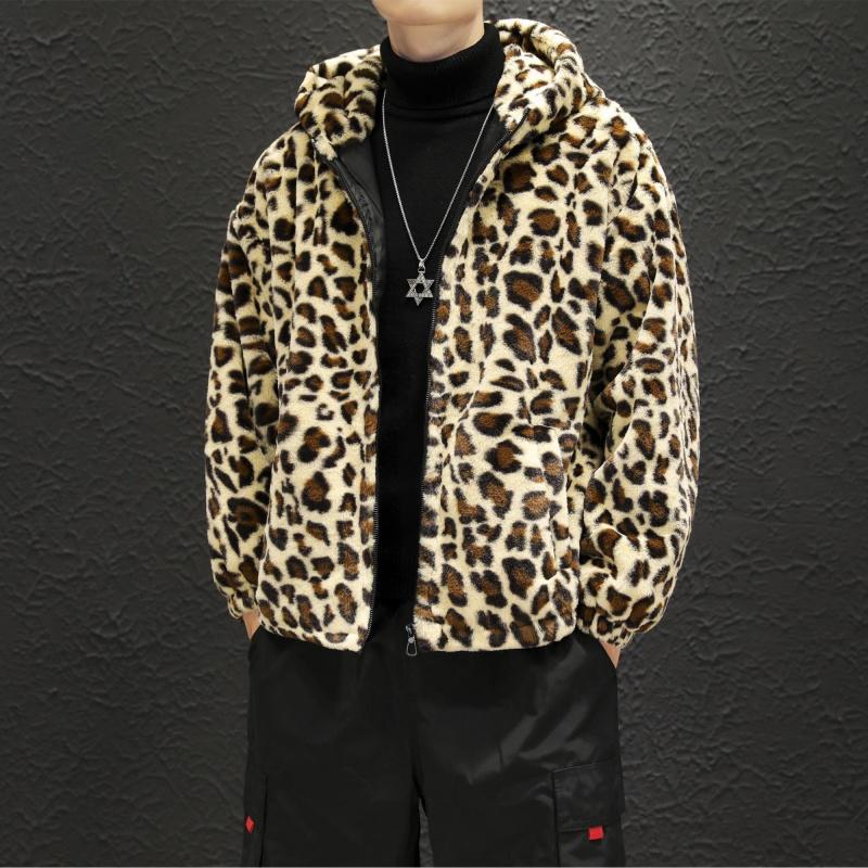 Hooded Leopard Plush Jacket