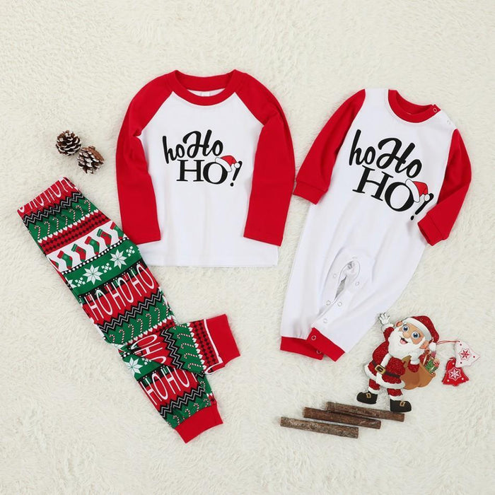 Family Matching Merry Christmas Top and Socks Patterned Pants Pajamas Set