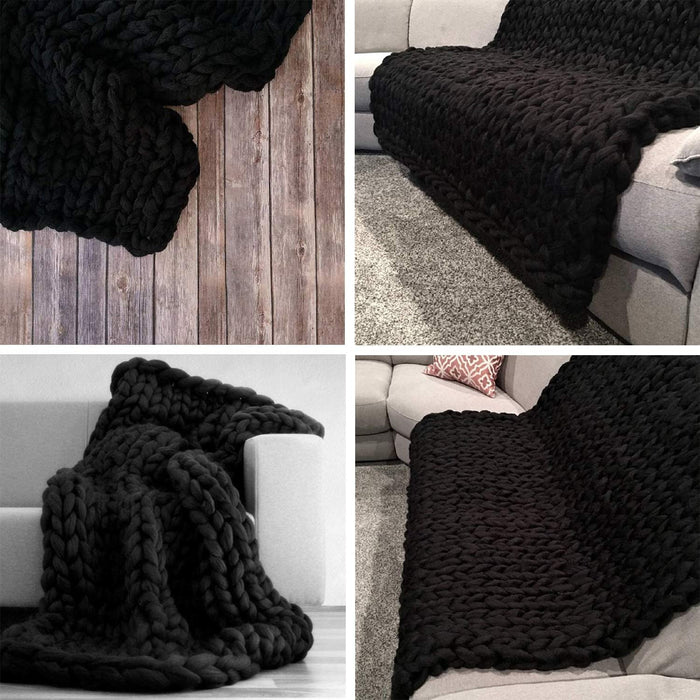 Chunky Knit Blanket – Cozy and Warm Braided Blanket for Couch and Bed