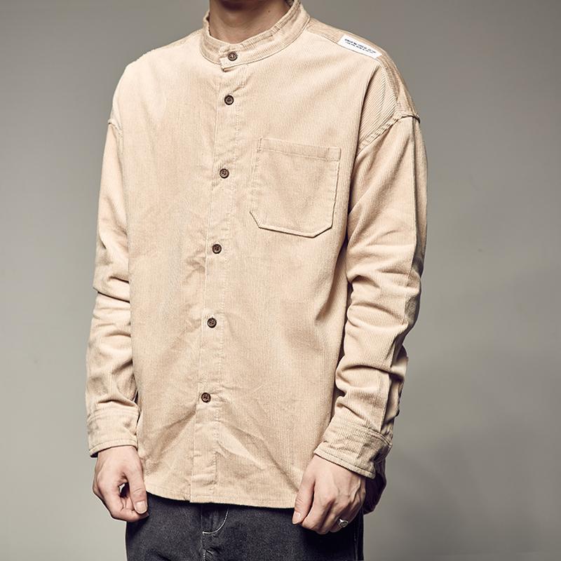 Corduroy Mandarin Collar Shirt