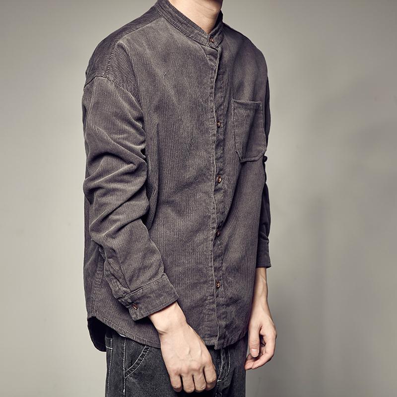 Corduroy Mandarin Collar Shirt