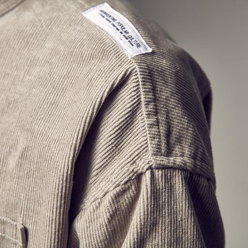 Corduroy Mandarin Collar Shirt