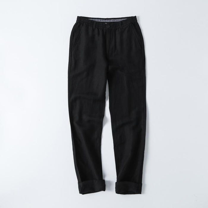 Drawstring Linen Blend Pants