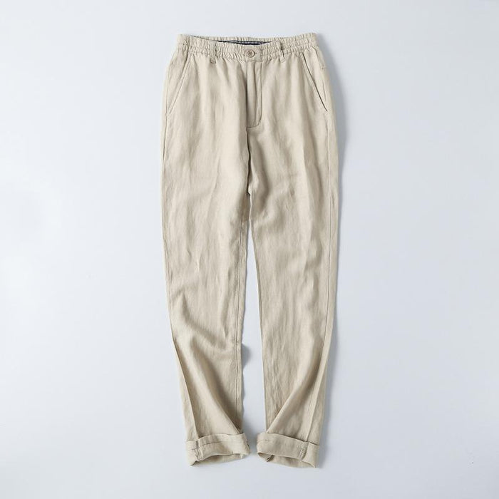 Drawstring Linen Blend Pants