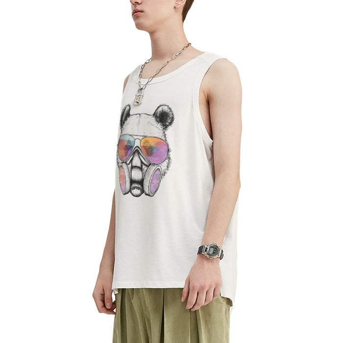 Camiseta sin mangas extragrande con panda enmascarado