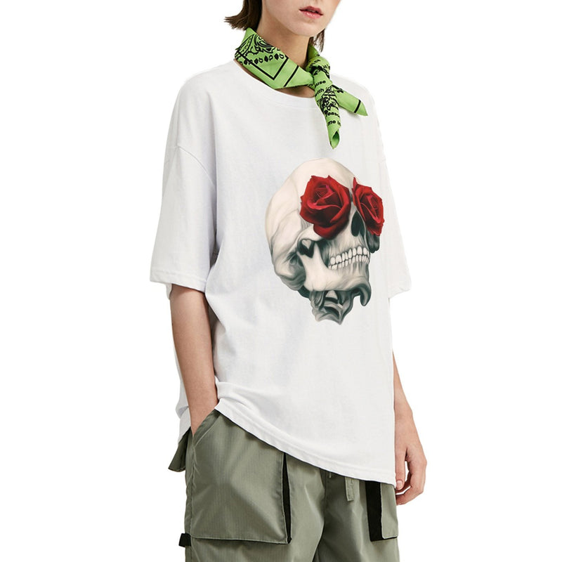 Rose Eyed Skull Oversized T-Shirt