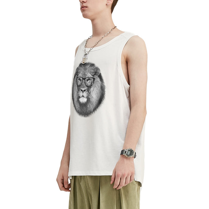 Camiseta sin mangas extragrande con león hipster