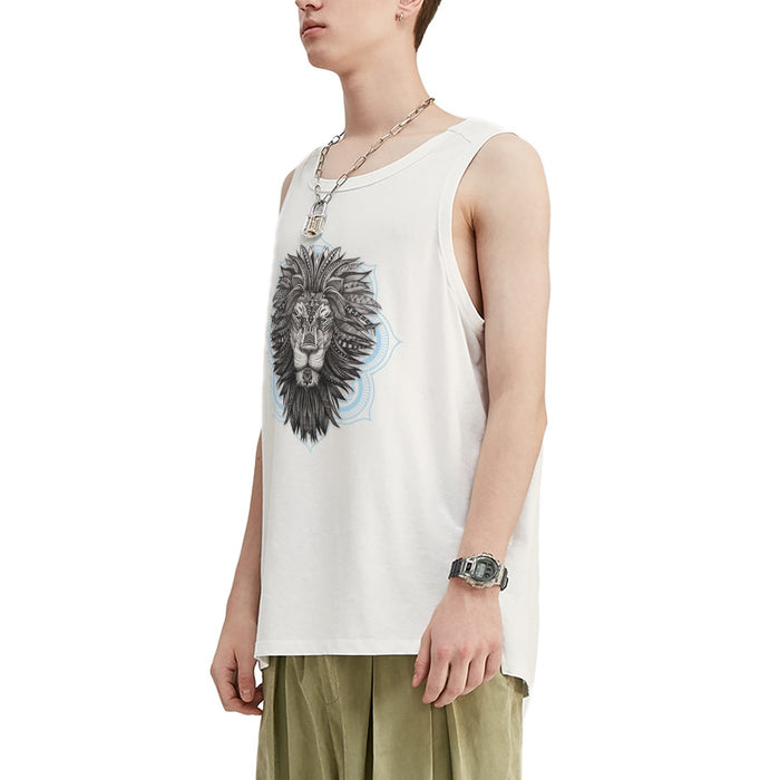 Camiseta sin mangas extragrande con león tribal