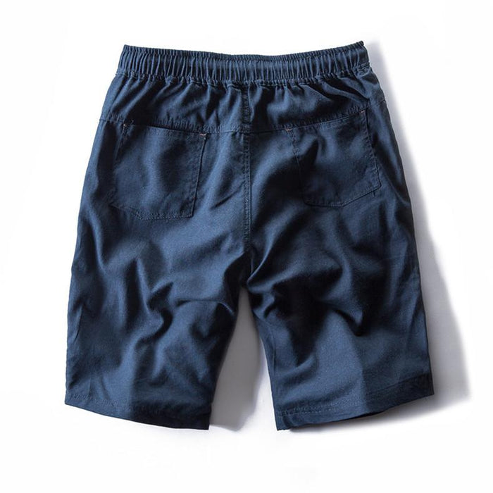 Pantalones cortos casuales de mezcla de lino con cordón