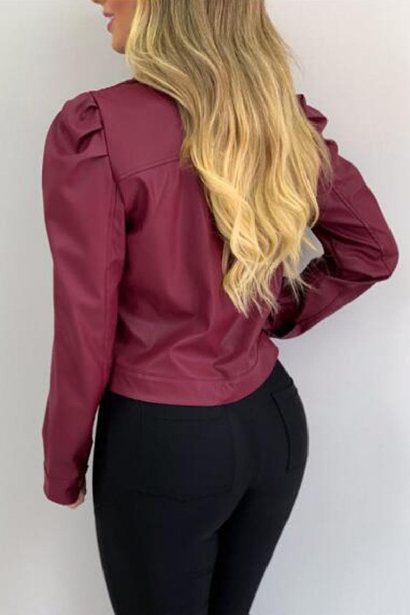 Mode Straat Klassiek Effen Patchwork Kraag Bovenkleding (6 kleuren)