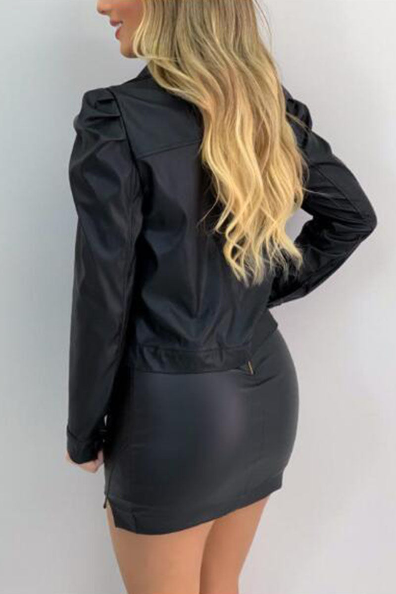 Mode Straat Klassiek Effen Patchwork Kraag Bovenkleding (6 kleuren)