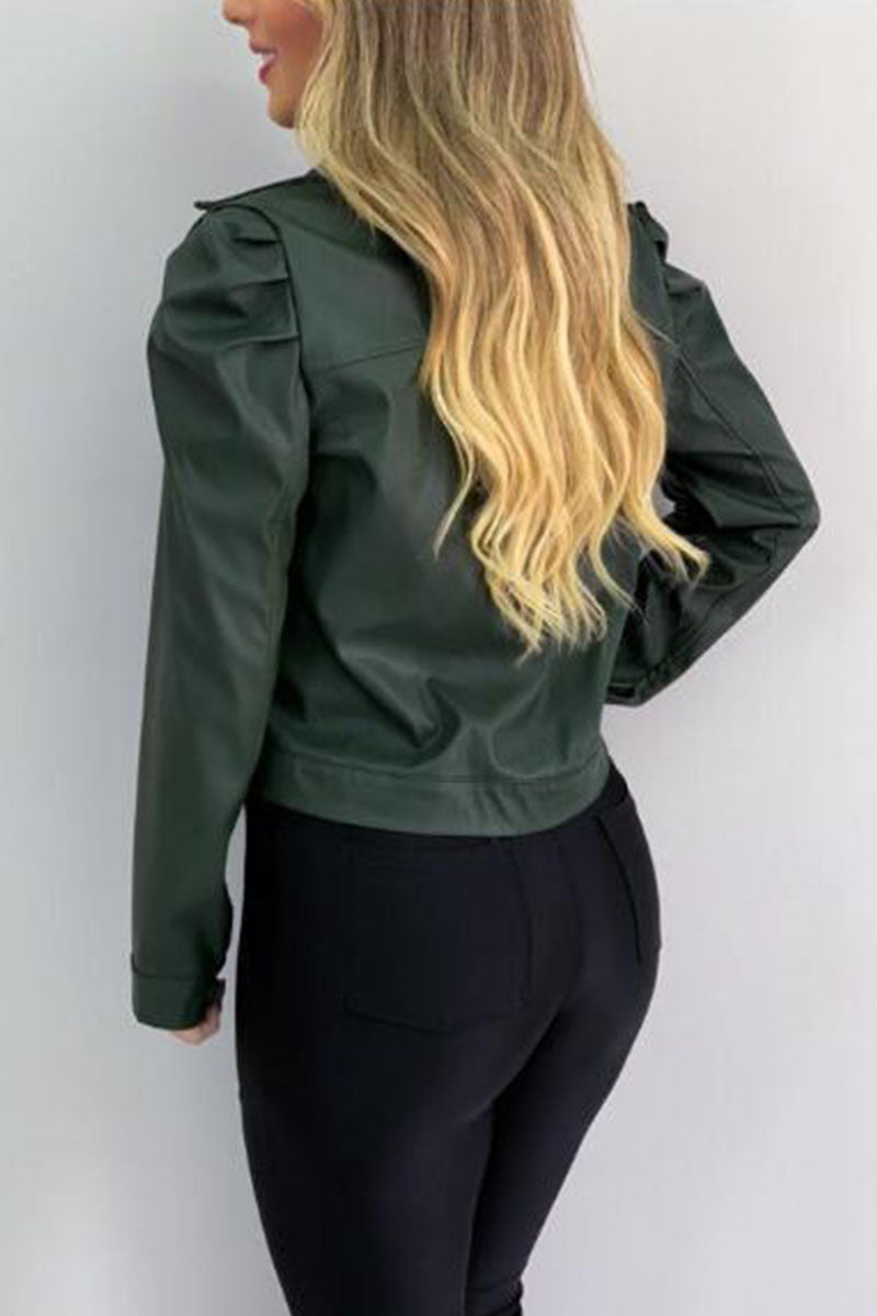 Mode Straat Klassiek Effen Patchwork Kraag Bovenkleding (6 kleuren)