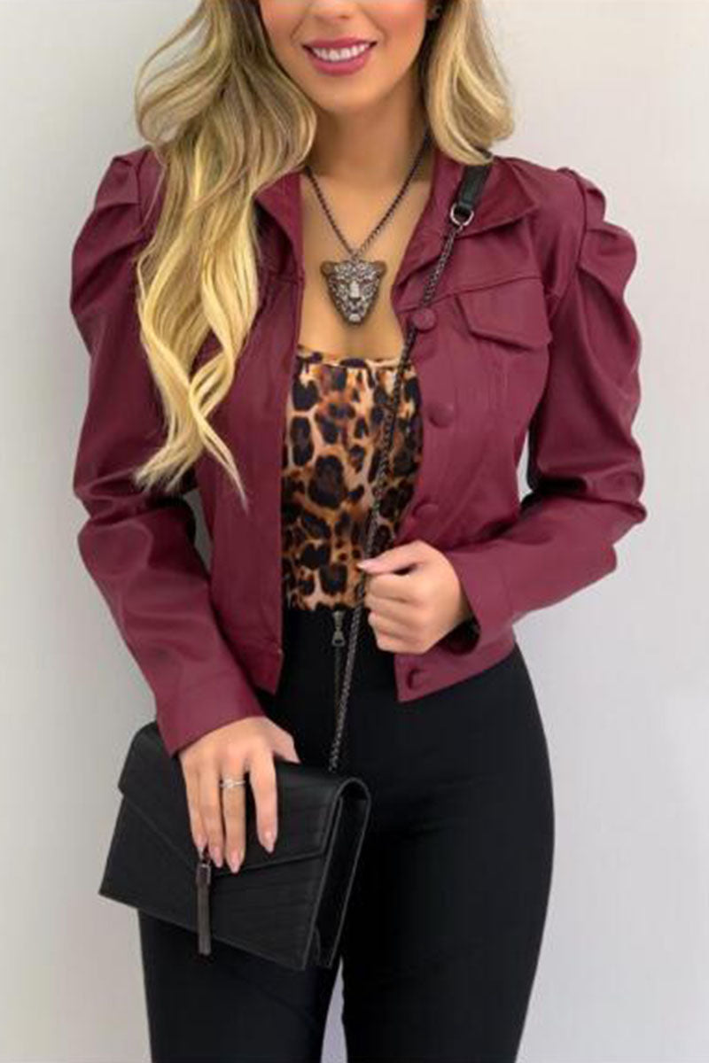 Mode Straat Klassiek Effen Patchwork Kraag Bovenkleding (6 kleuren)