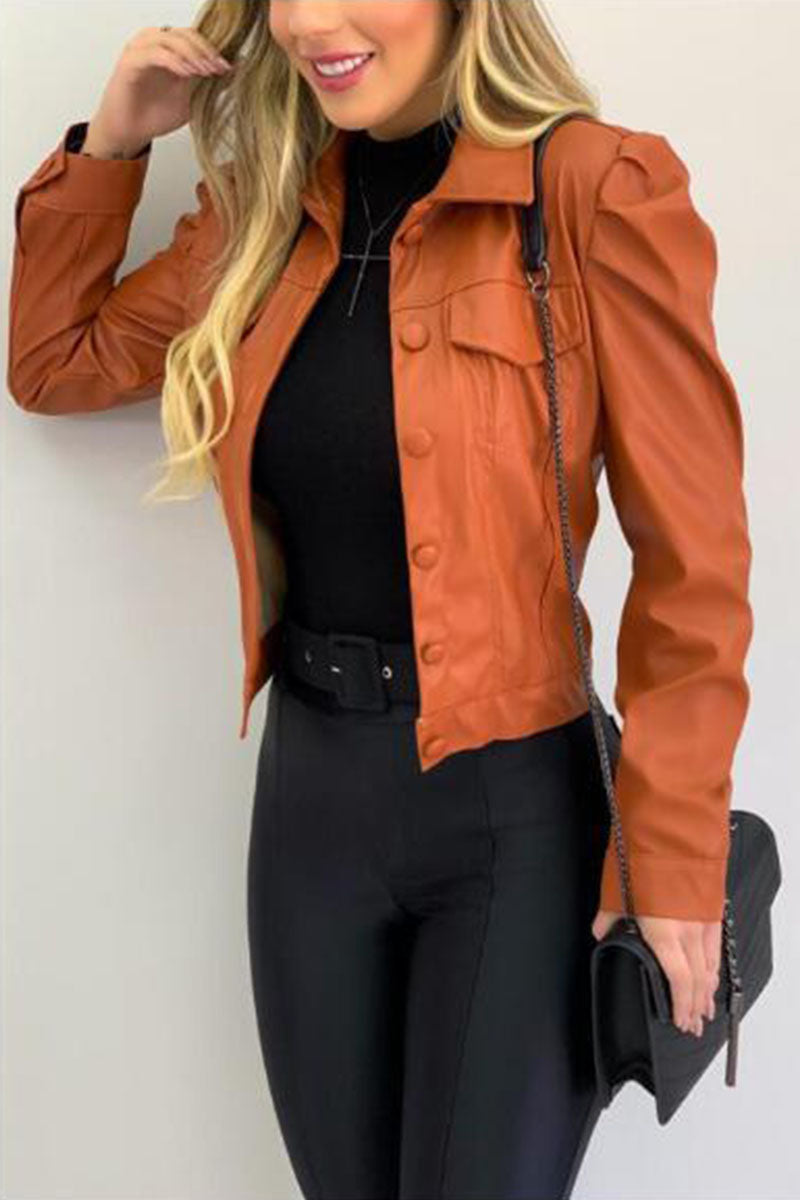 Mode Straat Klassiek Effen Patchwork Kraag Bovenkleding (6 kleuren)