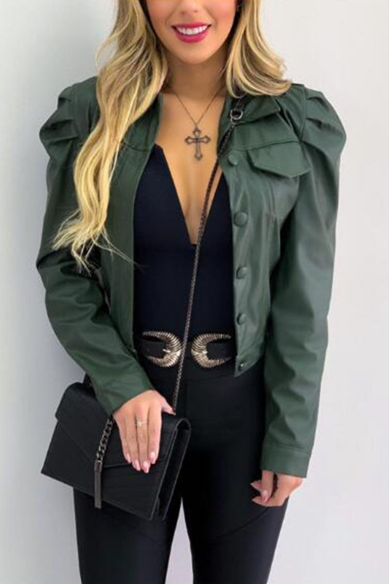 Mode Straat Klassiek Effen Patchwork Kraag Bovenkleding (6 kleuren)