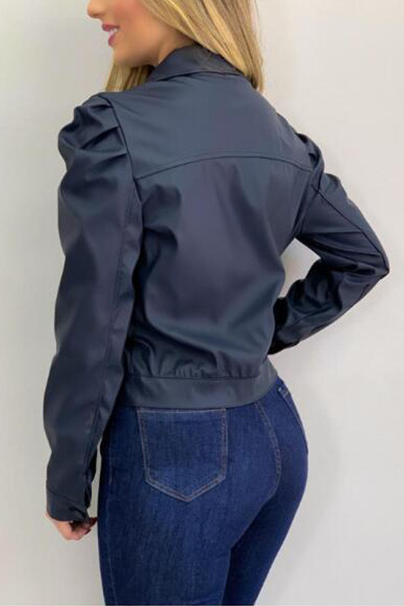 Mode Straat Klassiek Effen Patchwork Kraag Bovenkleding (6 kleuren)