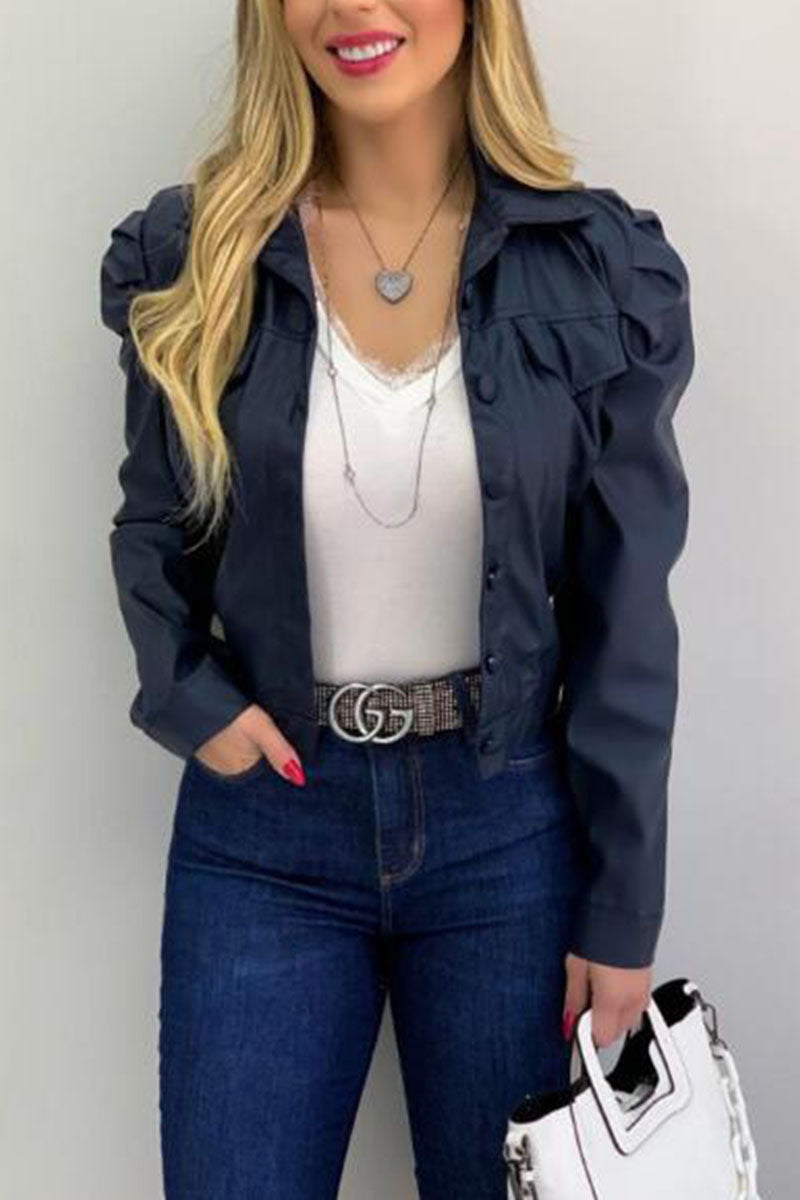 Mode Straat Klassiek Effen Patchwork Kraag Bovenkleding (6 kleuren)