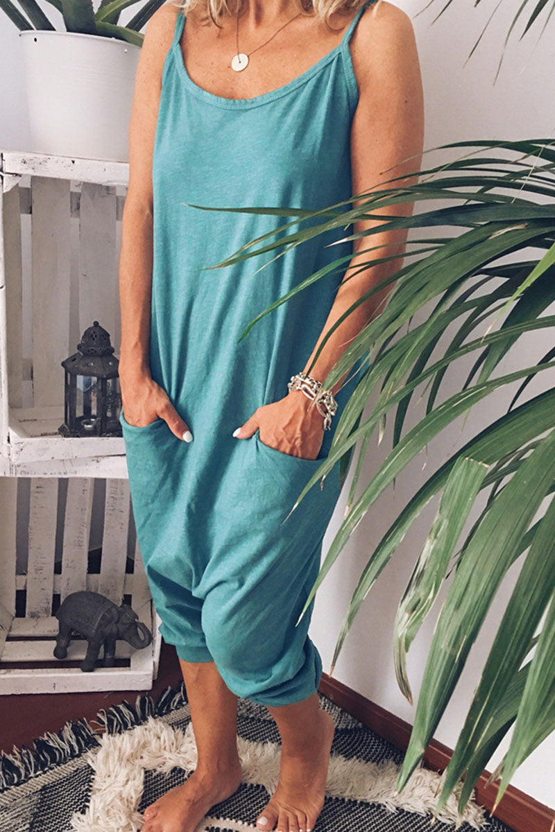 Mode Casual en stijlvolle klassieke effen losse jumpsuits met spaghettibandjes