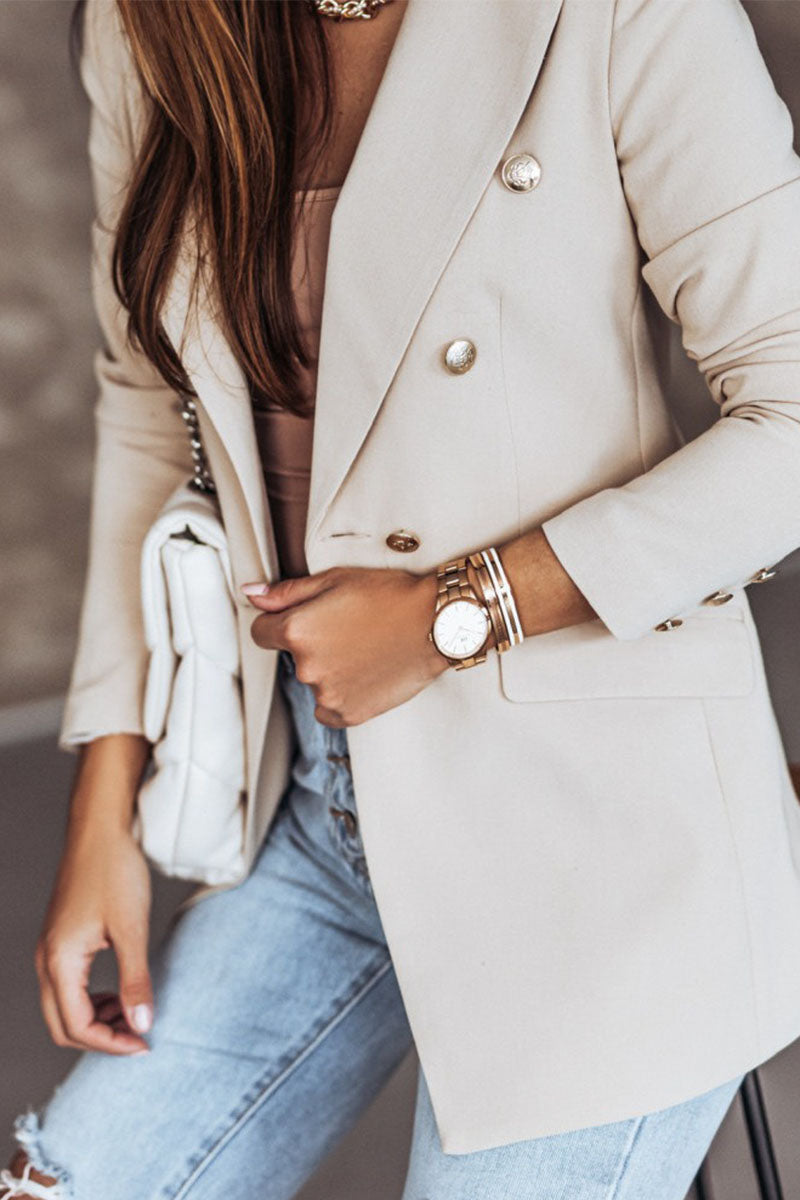 Work Daily Classic Solid Turn-back Collar Outerwear(4 Colors)