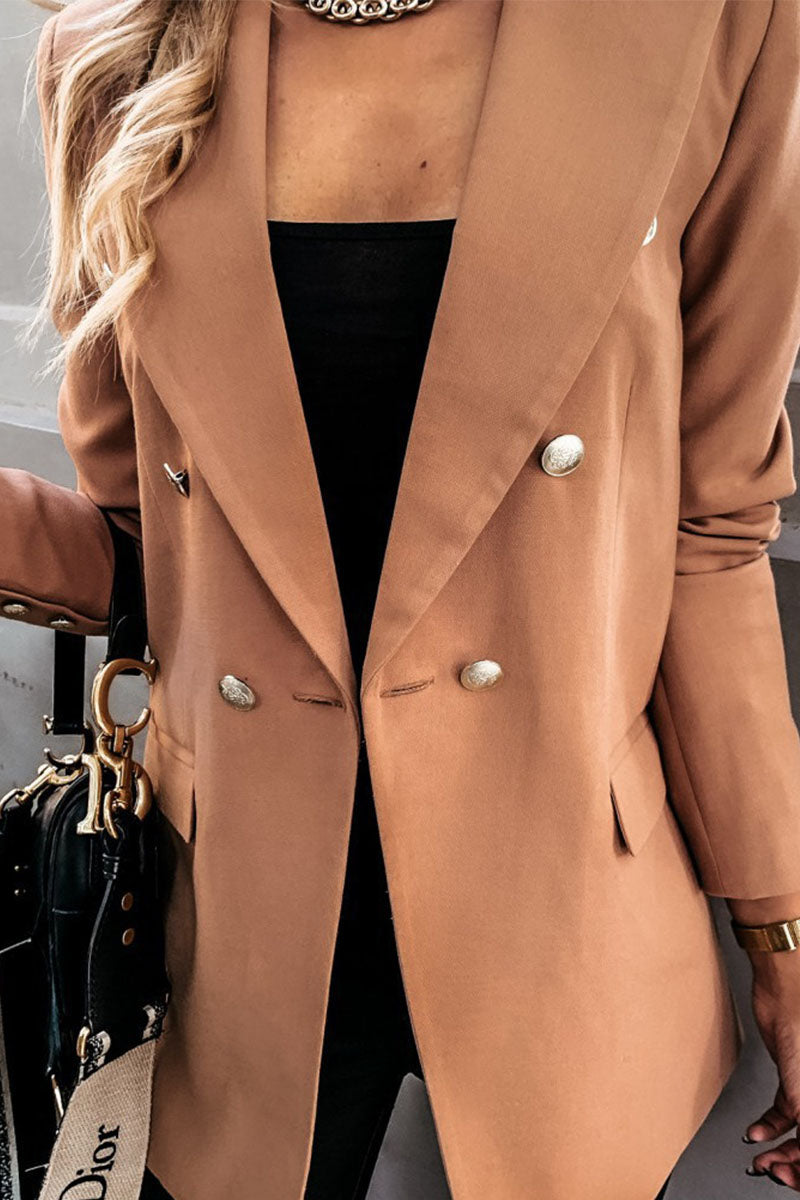 Work Daily Classic Solid Turn-back Collar Outerwear(4 Colors)