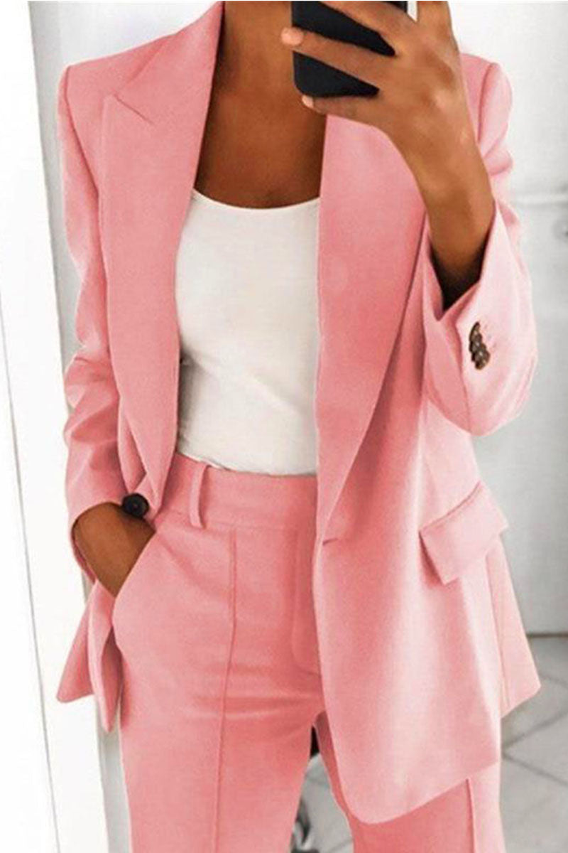 Work Daily Classic Solid Patchwork Turn-back Collar Outerwear(5 Colors)