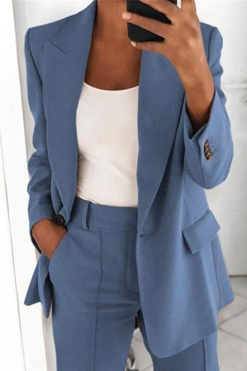 Work Daily Classic Solid Patchwork Turn-back Collar Outerwear(5 Colors)