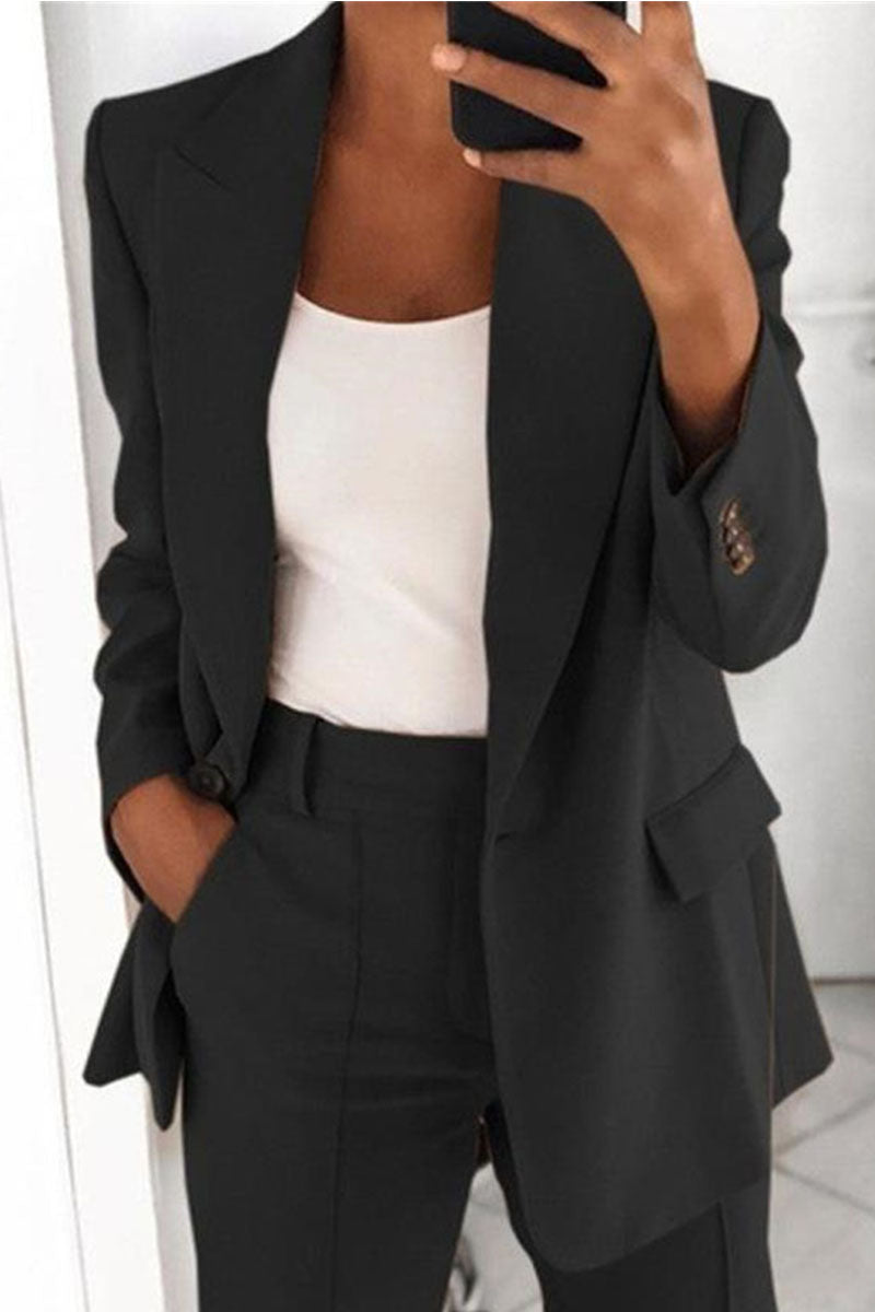 Work Daily Classic Solid Patchwork Turn-back Collar Outerwear(5 Colors)