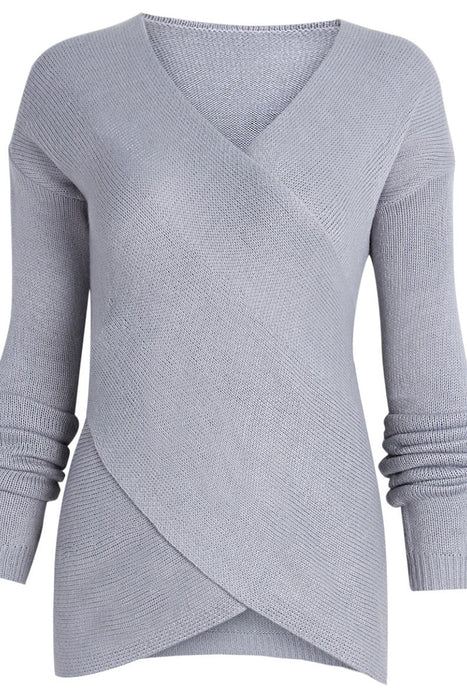 Simplicity Suéteres clásicos de cintura media con cuello en V y retales ahuecados sólidos (4 colores)