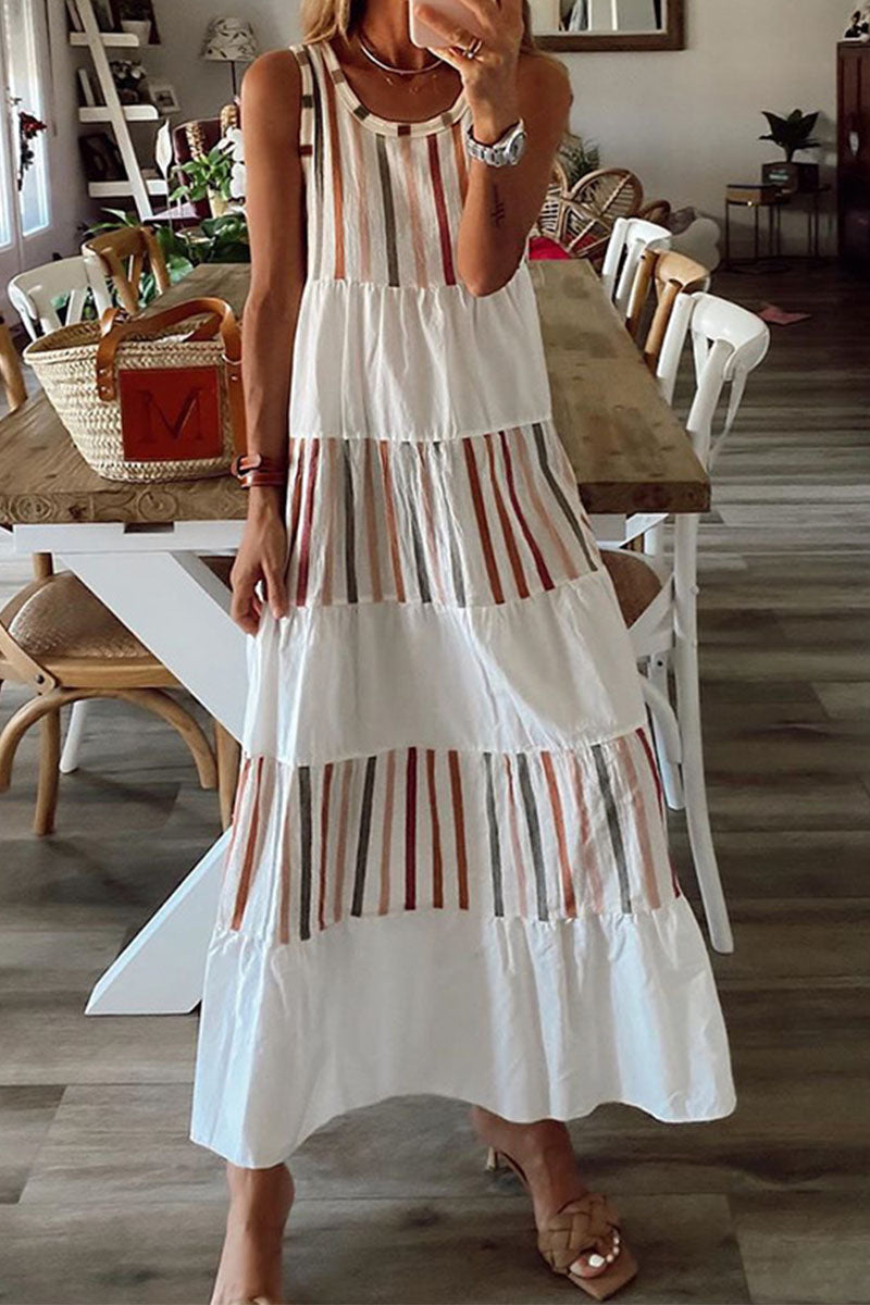 Work and Play: Printed Patchwork Sleeveless Dress for Women