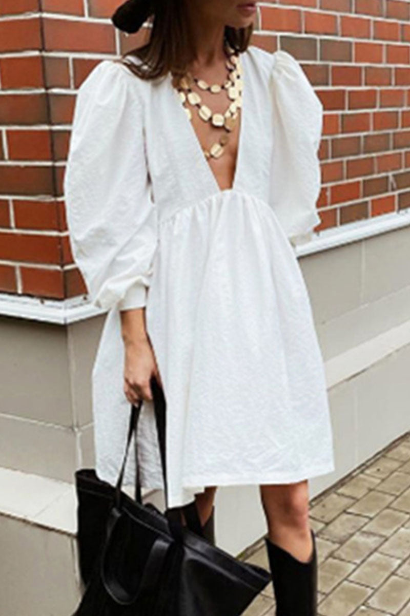 Fashion Sexy Classic Solid Split Joint V Neck Princess Dresses