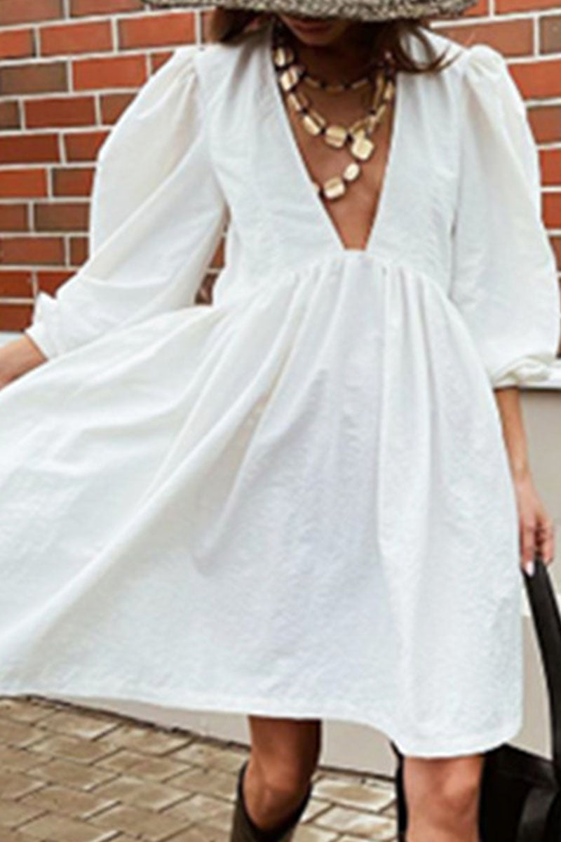 Fashion Sexy Classic Solid Split Joint V Neck Princess Dresses