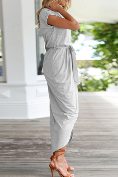 Casual & Stylish Classic Solid Frenulum O Neck Irregular Dresses(6 Colors)