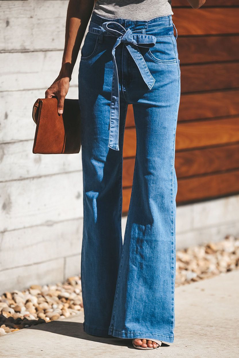 Street Plain With Belt Boot Cut Solid Color Bottoms - A Must-Have Addition