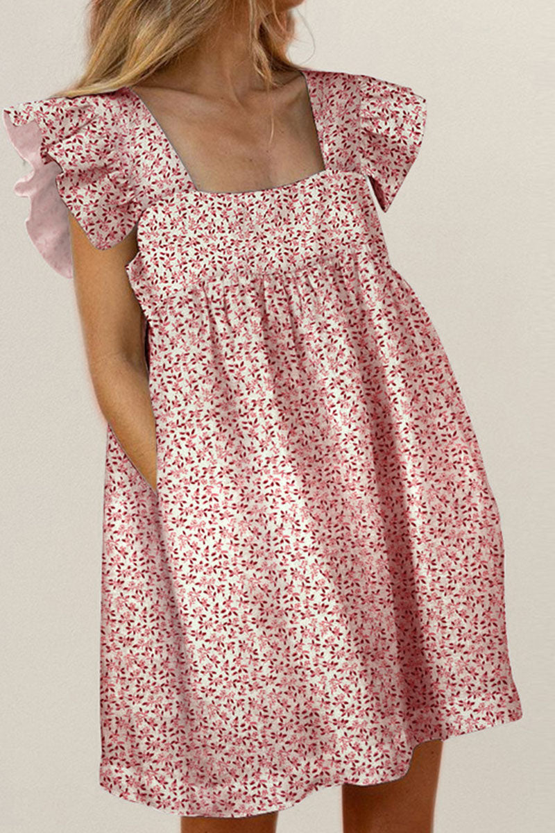 Fashion Casual & Stylish Print Split Joint Square Collar Princess Dresses